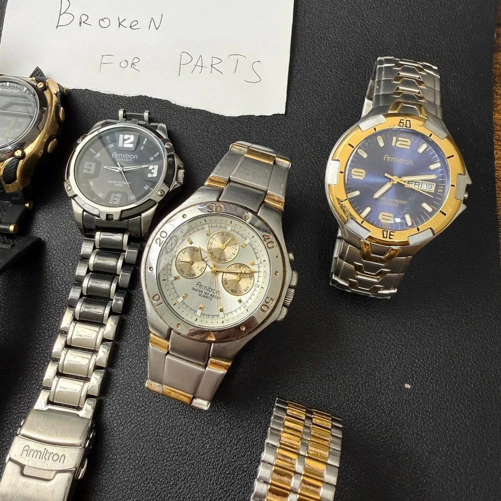 Set of 6 Armitron Men's Watches Analog & Digital Mix BROKEN FOR‎ PARTS